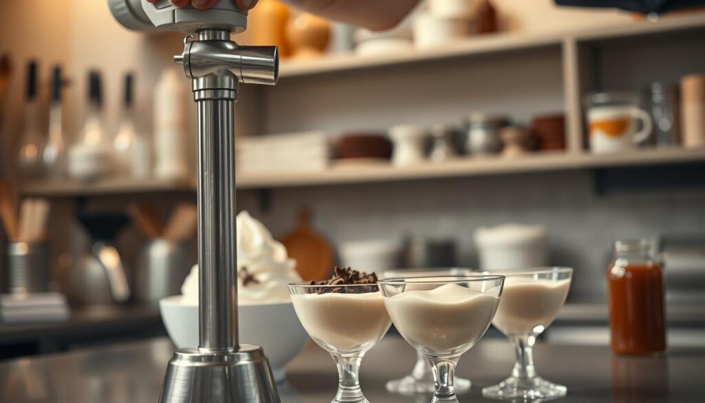 Préparation de la mousse avec siphon